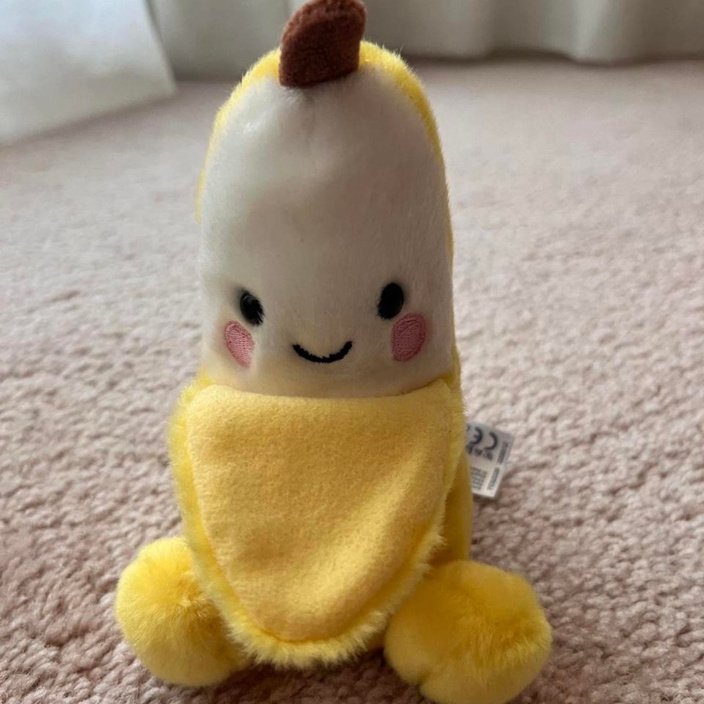 Palm Pals Banana Mini Plush Stuffed Animal Washable Yellow White Brown Pink